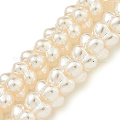 透明スプレー塗装ガラスビーズ連売り  花  フローラルホワイト  10x10x6.5mm  穴：1.2mm  約70個/連  16.14''（41センチメートル）&nbsp;X-GLAA-P066-01C