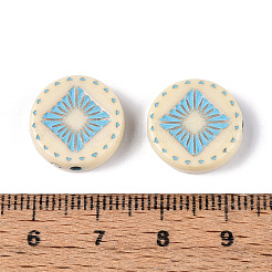 塗装された不透明アクリルビーズ  菱形付きのフラットラウンド  ライトスカイブルー  15x4~4.5mm  穴：1.8mm&nbsp;OACR-T029-02D