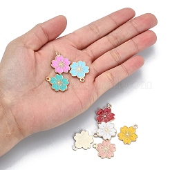 20本10色合金エナメルペンダント  さくらの花  ライトゴールド  ミックスカラー  20.5x17.5x1.5mm  穴：2mm  2個/カラー&nbsp;ENAM-YW0002-12
