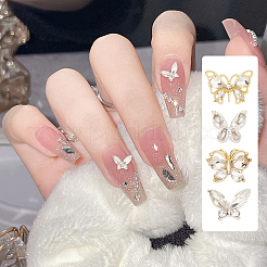 24Pcs 8 Style Alloy Rhinestone Cabochons&nbsp;MRMJ-BC0003-40