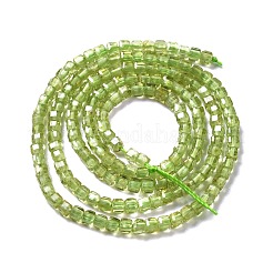 天然石ペリドットビーズ連売り  多面カット  キューブ  2.5x2.5x2.5mm  穴：0.7mm  約170個/連  15.35''（39センチメートル）&nbsp;G-D467-A11
