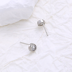 Minimalist Stainless Steel Flat Round Stud Earrings&nbsp;XU2913