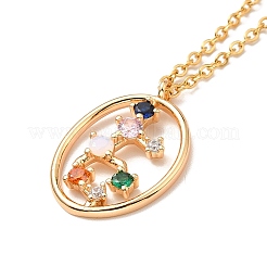 カラフルなキュービックジルコニア星座ペンダントネックレス  女性用ゴールデン 304 ステンレススチール ジュエリー  乙女座  15.75インチ（40cm）&nbsp;NJEW-H166-01I