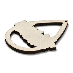 ウッドペンダント  ティアドロップ  クリスマステーマのチャーム  クリスマスの飾り  54.5x41x2.5mm  穴：1.6mm&nbsp;WOOD-Z003-04E