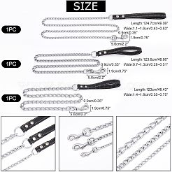 3スタイルの鉄製カーブチェーンとPUレザーハンドルロープ3個。  ペット用首輪牽引ロープ  プラチナ  1230~1247x7~19mm  1個/スタイル&nbsp;AJEW-CA0001-69
