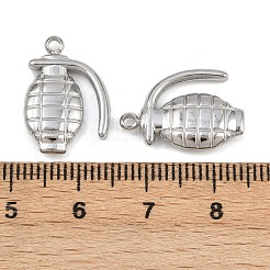 304ステンレスペンダント  手榴弾型のチャーム  ステンレス鋼色  18.5x13x3.5mm  穴：1.6mm&nbsp;STAS-L303-24P