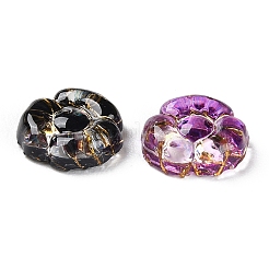 クリア樹脂カボション  ゴールドライン入り  花  ミックスカラー  7.5x7.5x2mm&nbsp;RESI-E045-10