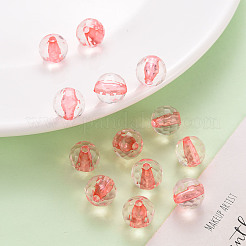 透明なアクリルビーズ  ラウンド  多面カット  ライトコーラル  6x5.5mm  穴：1.4mm  約4160個/500g&nbsp;TACR-S154-11A-52