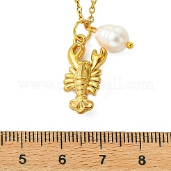 Ocean 304 Stainless Steel and Rice Natural Pearl Sea Animal Pendant Cable Chain Necklaces for Women&nbsp;NJEW-JN06217-01