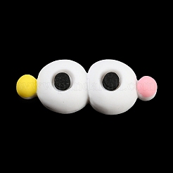 オペーク樹脂カボション  面白い目  ホワイト  15x38x8mm&nbsp;RESI-H151-11