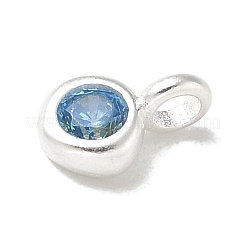925 Sterling Silver Cubic Zirconia Flat Round Charms&nbsp;STER-R002-02S-09