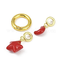 Brass Enamel Spring Gate Rings&nbsp;KK-M322-08G
