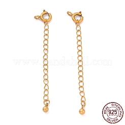 スターリングシルバーチェーンエクステンダー925個  引き輪とチャーム付き  ラウンド  アンティーク黄金  60x5.8mm  穴：1.6mm&nbsp;STER-D036-42AG