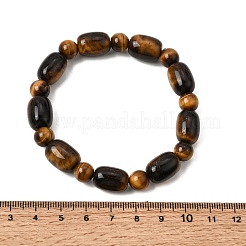 Natural Tiger Eye Oval and Round Beaded Stretch Bracelets for Women&nbsp;GG-CBA3F02-13B