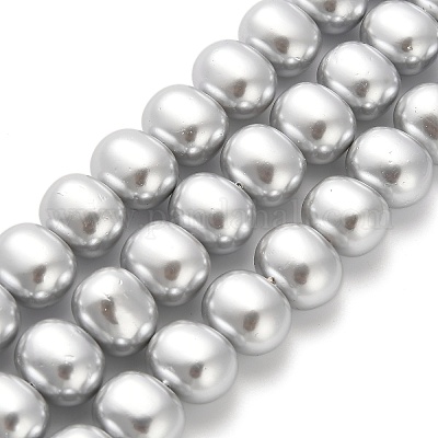 シェルパールビーズ連売り  ポテト  銀  12.5~13x15~15.5x12~12.5mm  穴：0.9mm  約31個/連  15.71インチ（39.9cm）&nbsp;BSHE-F013-01E-1