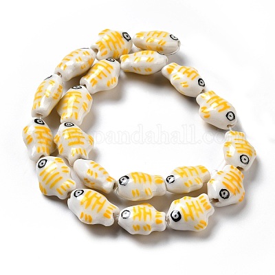 Handmade Printed Porcelain Beads&nbsp;PORC-F005-03B-1