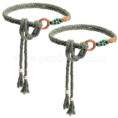Wholesale 2Pcs Handmade Weaving Cotton Tie Knot Waist Chain Belts for Women  Ladies Dress - Pandahall.com