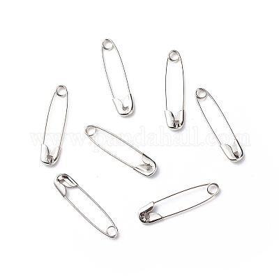 アイアン製安全ピン  プラチナ  26~28x6x2mm  ピン：0.5mm  約1000個/袋&nbsp;NEED-D006-28mm-1