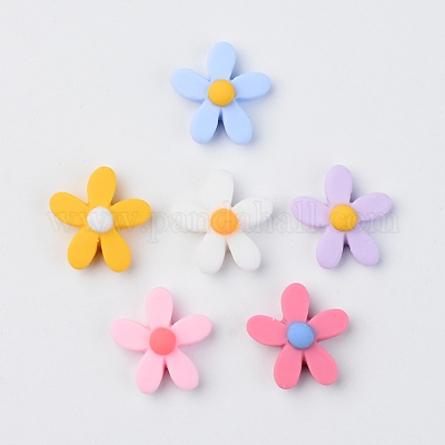 樹脂カボション  不透明な  花  ミックスカラー  25x24x7.5mm&nbsp;RESI-R429-01B-1