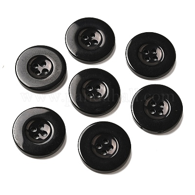 樹脂ボタン  染め  フラットラウンド  ブラック  25x3mm&nbsp;RESI-D033-25mm-02-1