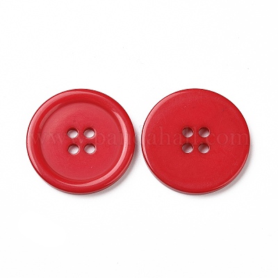 樹脂ボタン  染め  フラットラウンド  レッド  30x3mm  穴：3mm  98個/袋&nbsp;RESI-D030-30mm-03-1