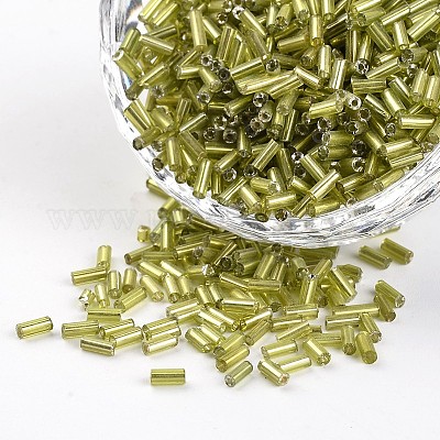 Silver Lined Round Hole Glass Bugle Beads&nbsp;SEED-I001-24-1