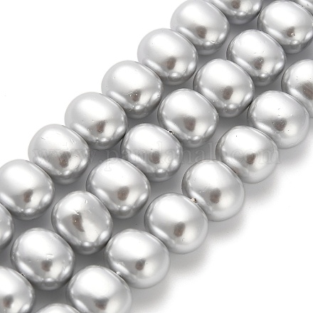 シェルパールビーズ連売り  ポテト  銀  12.5~13x15~15.5x12~12.5mm  穴：0.9mm  約31個/連  15.71インチ（39.9cm）&nbsp;BSHE-F013-01E-1
