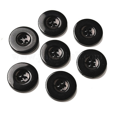 樹脂ボタン  染め  フラットラウンド  ブラック  25x3mm&nbsp;RESI-D033-25mm-02-1