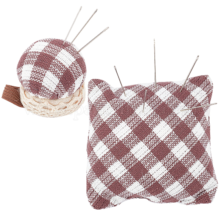 1Set Polyester Square and Ring Shaped Cotton Needle Cushion AJEW-GF0003-75-1