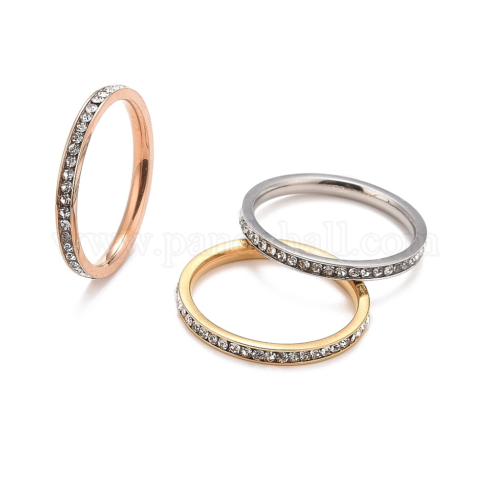 Wholesale 304 Stainless Steel Rhinestone Rings Set - Pandahall.com