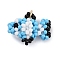 Seed Beads Beaded Charms, with Jump Ring, Fish Pendant, Light Sky Blue, 17x21x10mm, Hole: 3.5mm