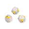 Baking Paint Glass Enamel Beads, Hand Painted Beads, Round, Light Grey, 9.5x11mm, Hole: 1.2mm