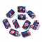 Handmade Polymer Clay Beads, Column with Jewelry Crafts Pattern, Slate Blue, 11x6~7.5mm, Hole: 2~3mm