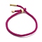 Cotton Cord Bracelets, with Brass Finding, Golden, Medium Violet Red, 8-1/2 inch(21.5cm)~9 inch(23cm)
