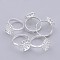 Adjustable Brass Sieve Ring Bases, Lead Free and Cadmium Free, Adjustable, Silver Color Plated, Size: Ring: 17mm inner diameter, 3mm wide, Round Tray, 14mm in diameter
