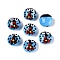Handmade Bumpy Lampwork Beads, Beetle with Flower Pattern, Deep Sky Blue, 14.5x9~11mm, Hole: 1~1.4mm
