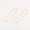 Brass Stud Earring Findings, with Loop, Ear Threads, Nickel Free, Real 18K Gold Plated, 70~72mm, Hole: 2mm, Pin: 0.8mm