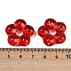 透明ガラスビーズ  花  レッド  24x25x7mm  穴：6mm&nbsp;GLAA-F129-01O-3