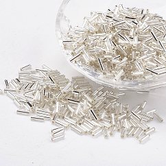 ガラス竹ビーズ  銀並ぶ  ゲインボロ  6x2mm  穴：0.5mm  約10000個/袋
