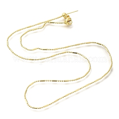Rack Plating Brass Column & Ball Link Chain Necklaces, Adjustable Slider Necklaces with Lobster Claw Clasps, Long-Lasting Plated, Cadmium Free & Lead Free, Real 18K Gold Plated, 19.69 inch(50cm)