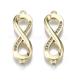 Brass Micro Pave Clear Cubic Zirconia Link Connectors, Cadmium Free & Nickel Free & Lead Free, Infinity, Golden, 22x7x2mm, Hole: 0.8mm