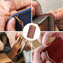 ワックス加工ポリエステルコード1ロール  フラット  オーガンジーギフト巾着袋1個付き  キャメル  1x0.3mm&nbsp;OCOR-CL0001-14A