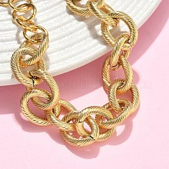 304ステンレススチール製ツイストオーバルリンクチェーンブレスレット（女性用）  ゴールドカラー  7.28インチ（18.5cm）&nbsp;BJEW-F533-02D-G