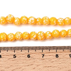 手作りランプワークビーズ連売り  ラウンド  ゴールド  6mm  穴：2mm  約50個/連  9.45''（24センチメートル）&nbsp;LAMP-H071-01A-07