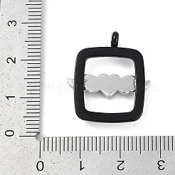 304ステンレスペンダント  ハートと翼のチャームが付いた長方形  ブラック  24.5x21x4.5mm  穴：3mm&nbsp;STAS-F310-15EB