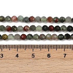 天然のアフリカブラッドストーンビーズ連売り  多面カット  ラウンド  4~4.5mm  穴：0.8mm  約98個/連  15.51''（39.4センチメートル）&nbsp;G-S388-A02-4mm