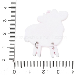 プリントオペークレジンペンダント  カウボーイの牛のお守り  プラチナアイアンループ付き  ピンク  37x33x3mm  穴：1.6mm&nbsp;RE-CBA6A90-06P-03