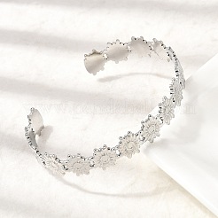 201 Stainless Steel Open Cuff Bangles for Women&nbsp;BJEW-Z162-02P