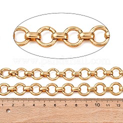 304ステンレススチールリングリンクチェーン  溶接されていない  スプールで  イオンプレーティング（ip）  ゴールドカラー  13x2.5mm&nbsp;CHS-G044-01G