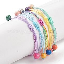 5Pcs 5Pcs Natural Wood Round Braided Bead Bracelets Set&nbsp;BJEW-JB08807